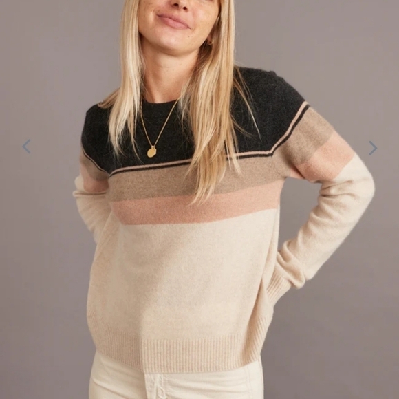 Marine Layer Sweaters - Marine layer Harper Cashmere Crewneck Sweater in Neutral Colorblock